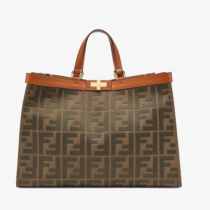 Affordable X-Tote FF Motif Fendi Canvas Medium In Peekaboo Coffee 0808